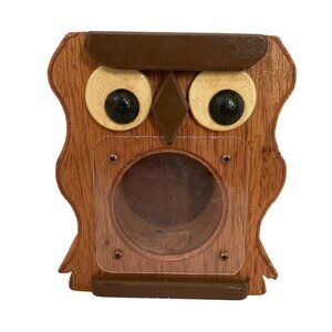 Handcrafted Wooden Owl Coin Bank With Clear Front Panel